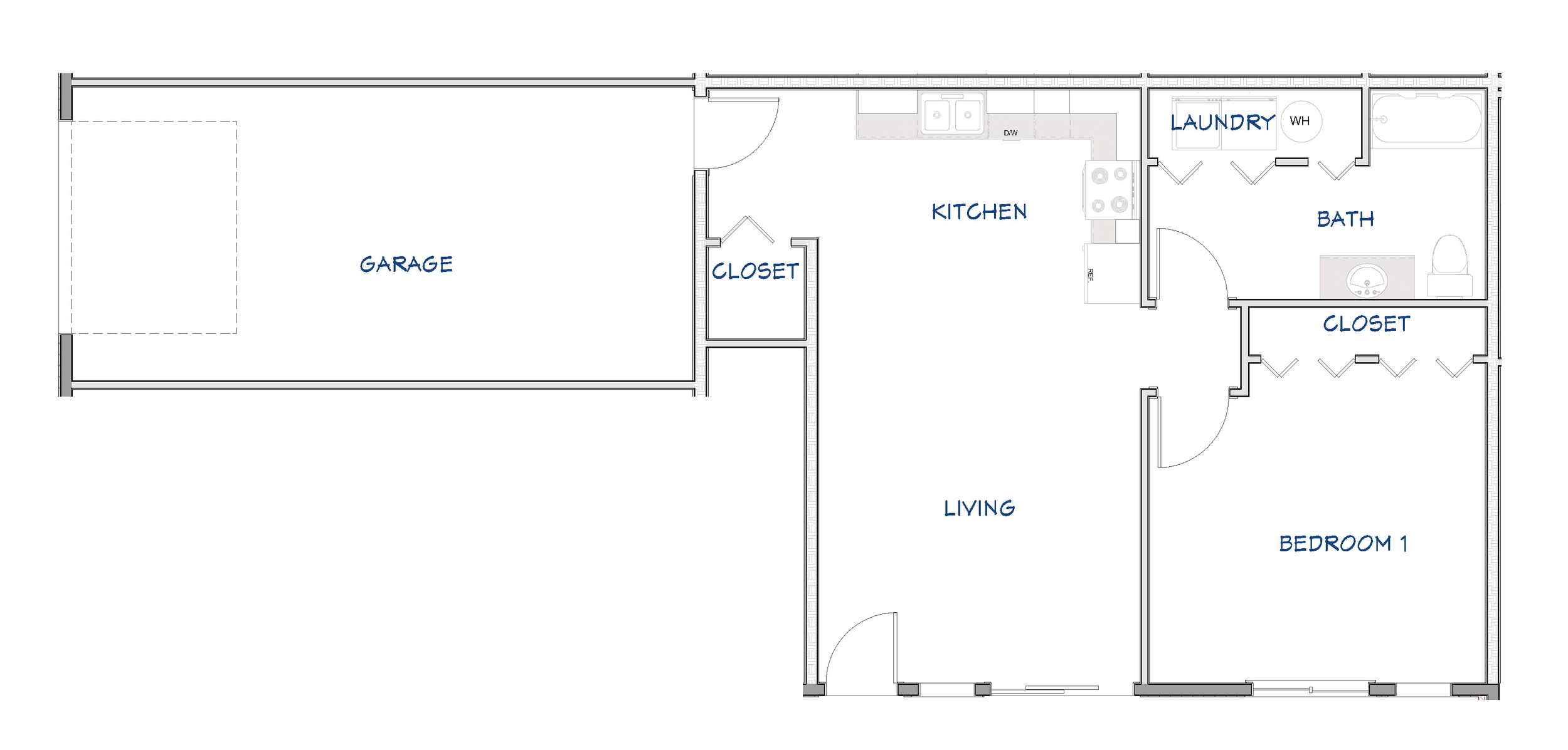 1 Bedroom • Lower floor plan at Ableman Mill