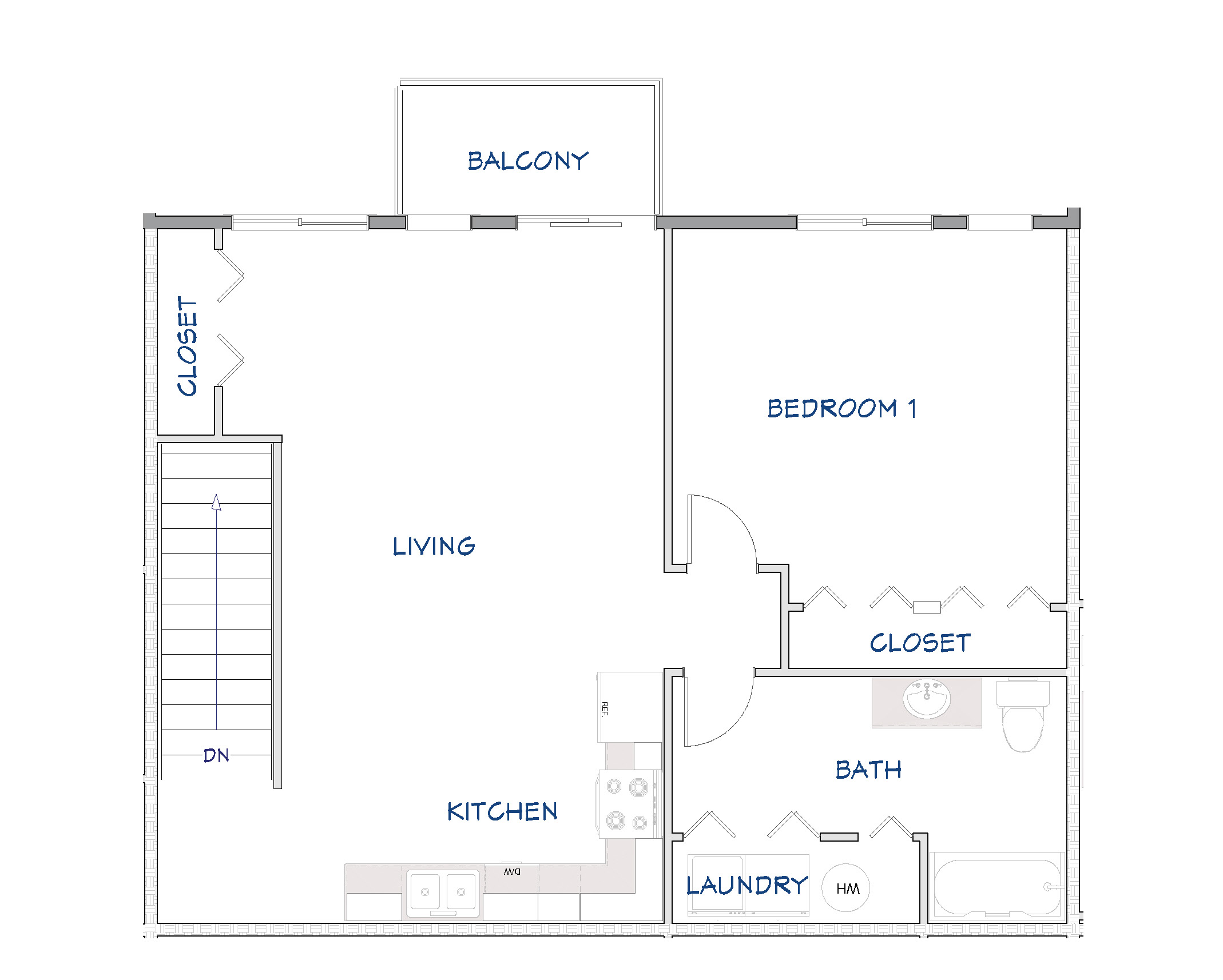 1 Bedroom • Upper floor plan at Ableman Mill