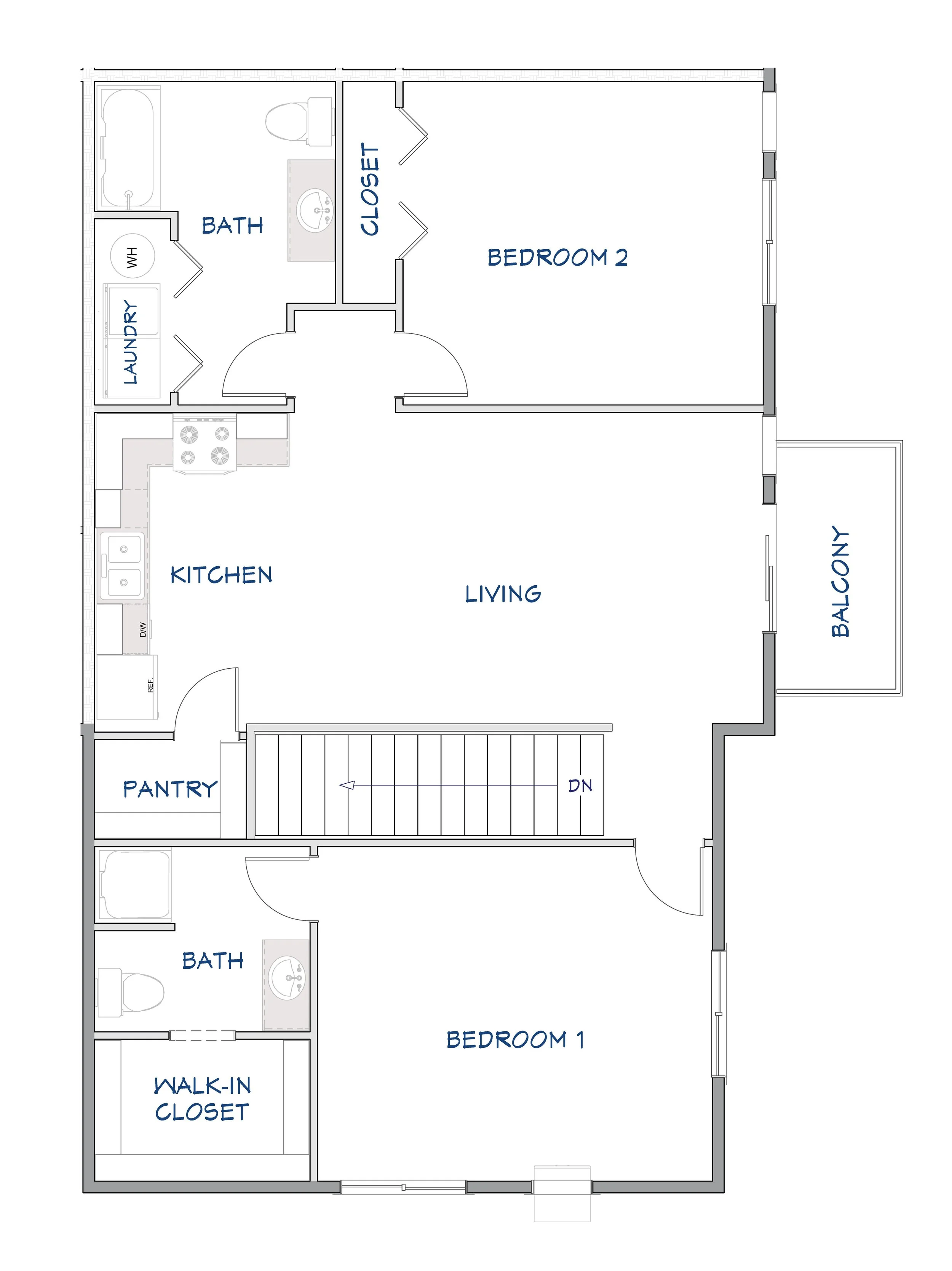 2 Bedroom • Upper A floor plan at Ableman Mill