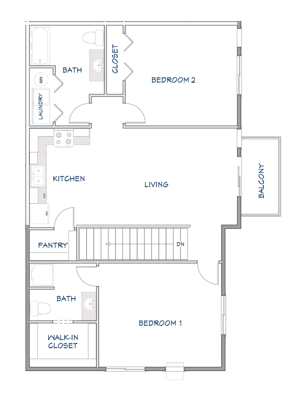 2 bedroom upper unit A floor plan at Greenfield Estates