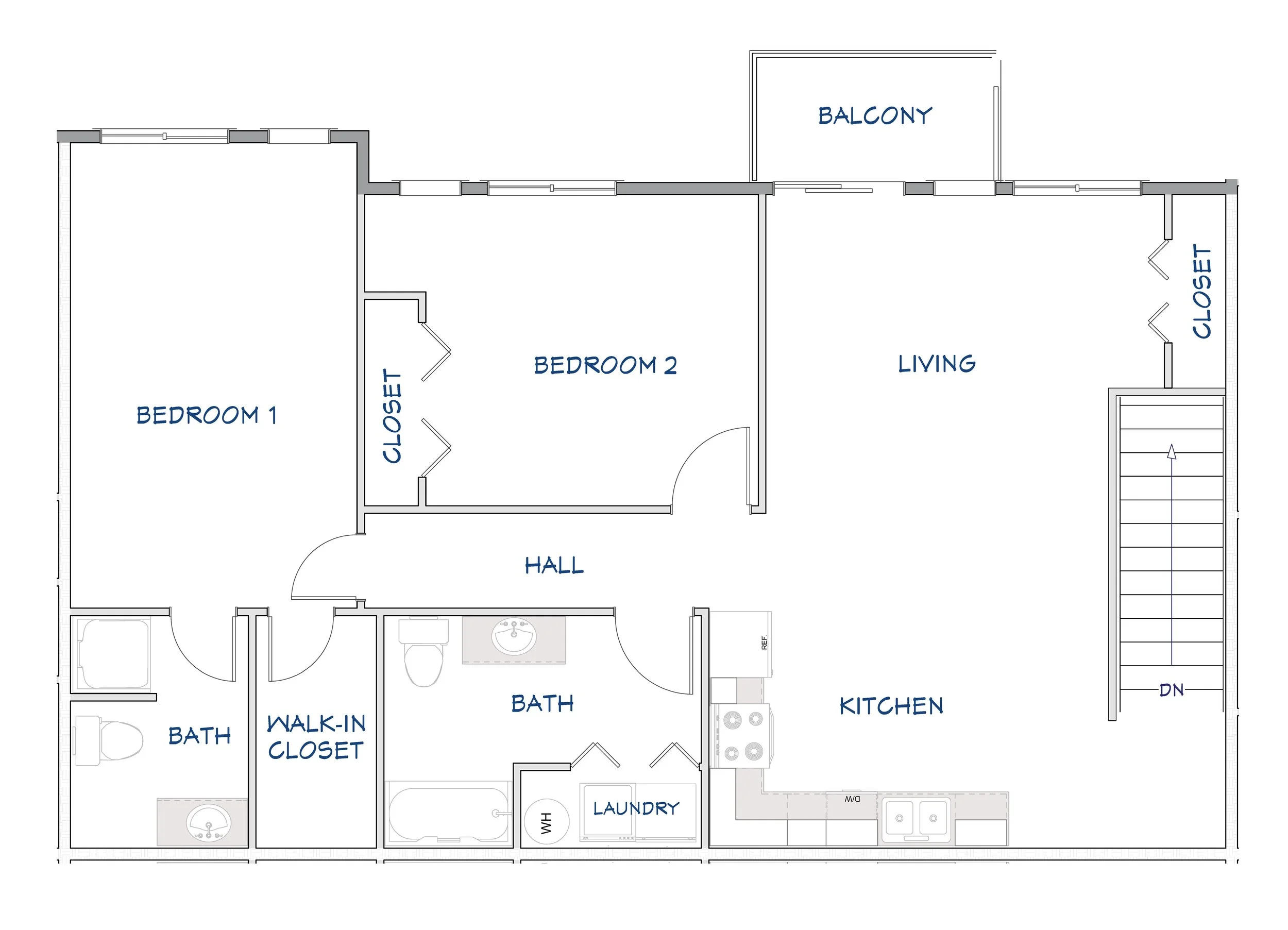 2 Bedroom • Upper B floor plan at Ableman Mill