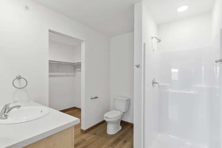 Greenfield Estates 2 bedroom over garage — bathroom with walk-in shower