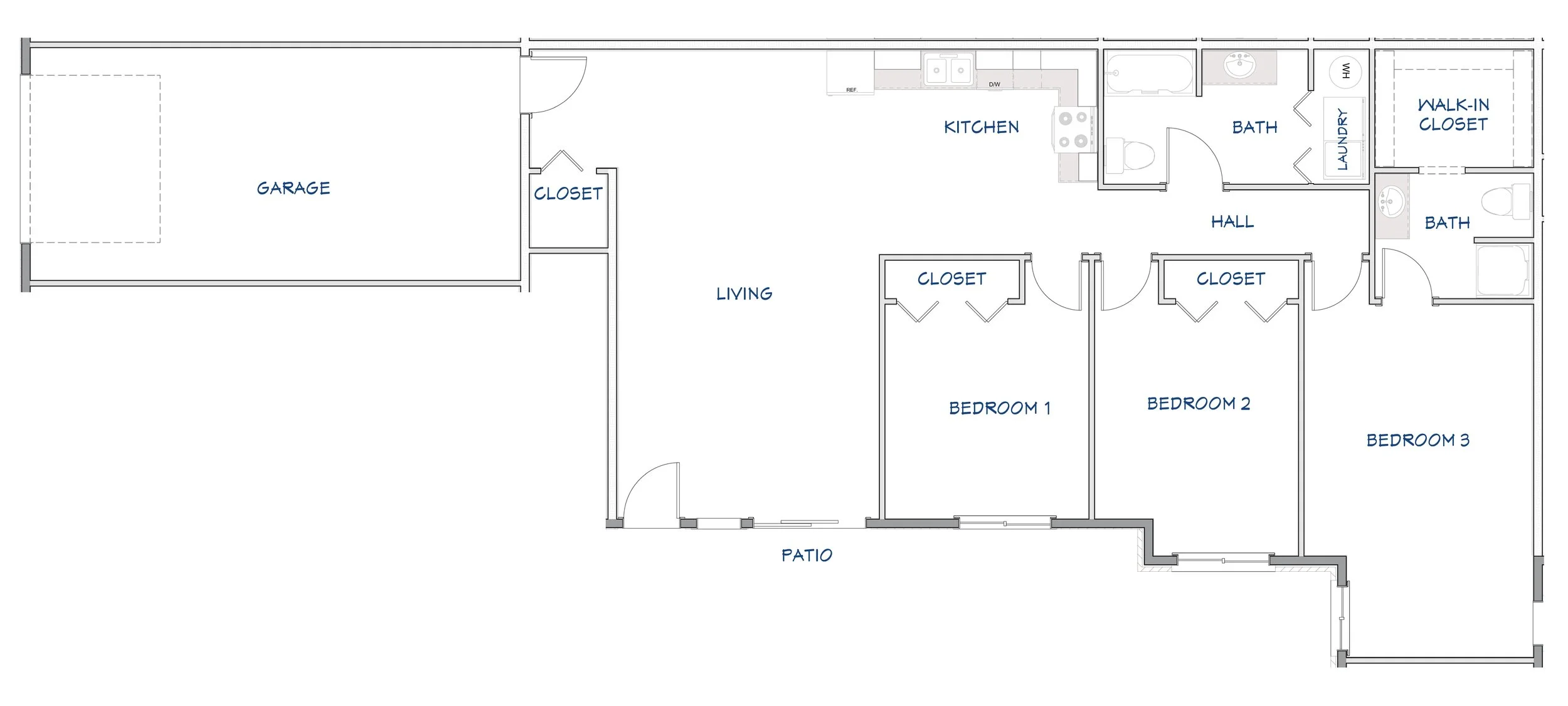 3 Bedroom • Lower floor plan at Limestone Hills