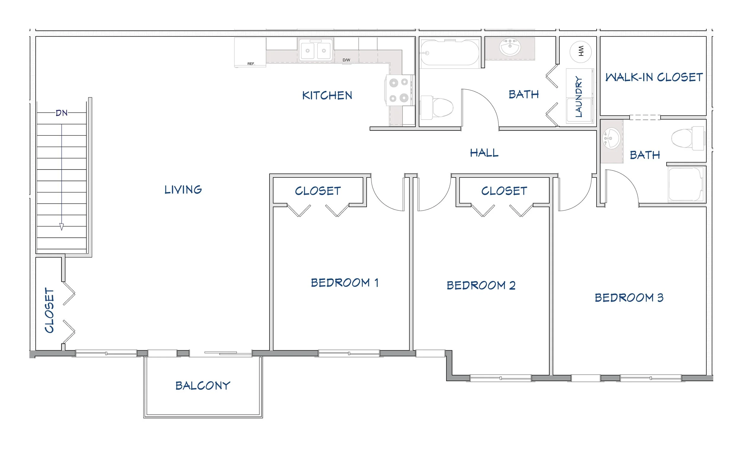 3 Bedroom • Upper floor plan at Limestone Hills