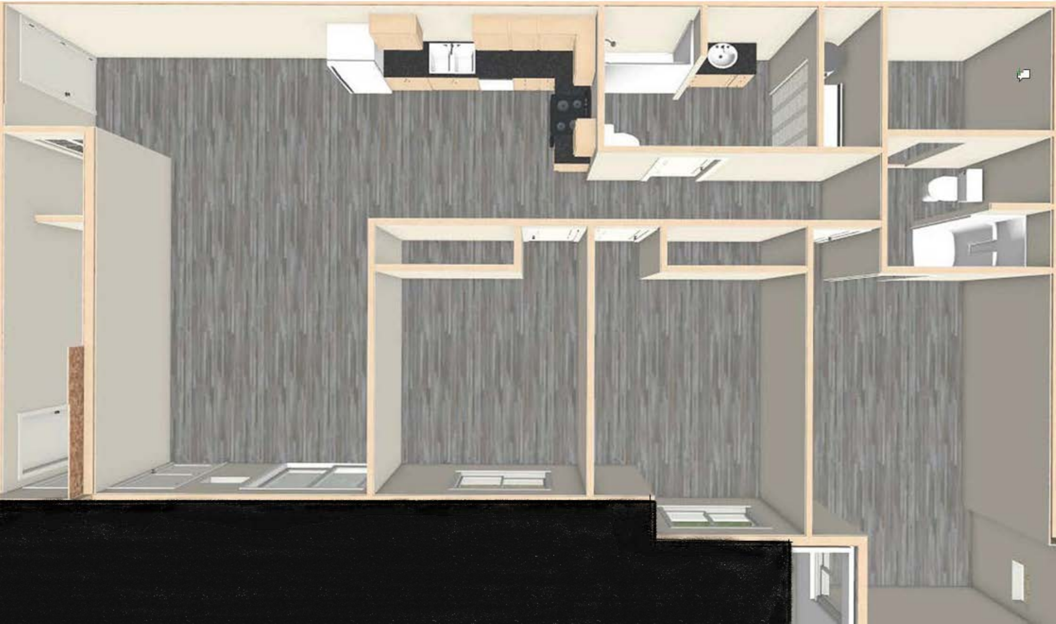 3 Bedroom • Lower floor plan at Carver Flats