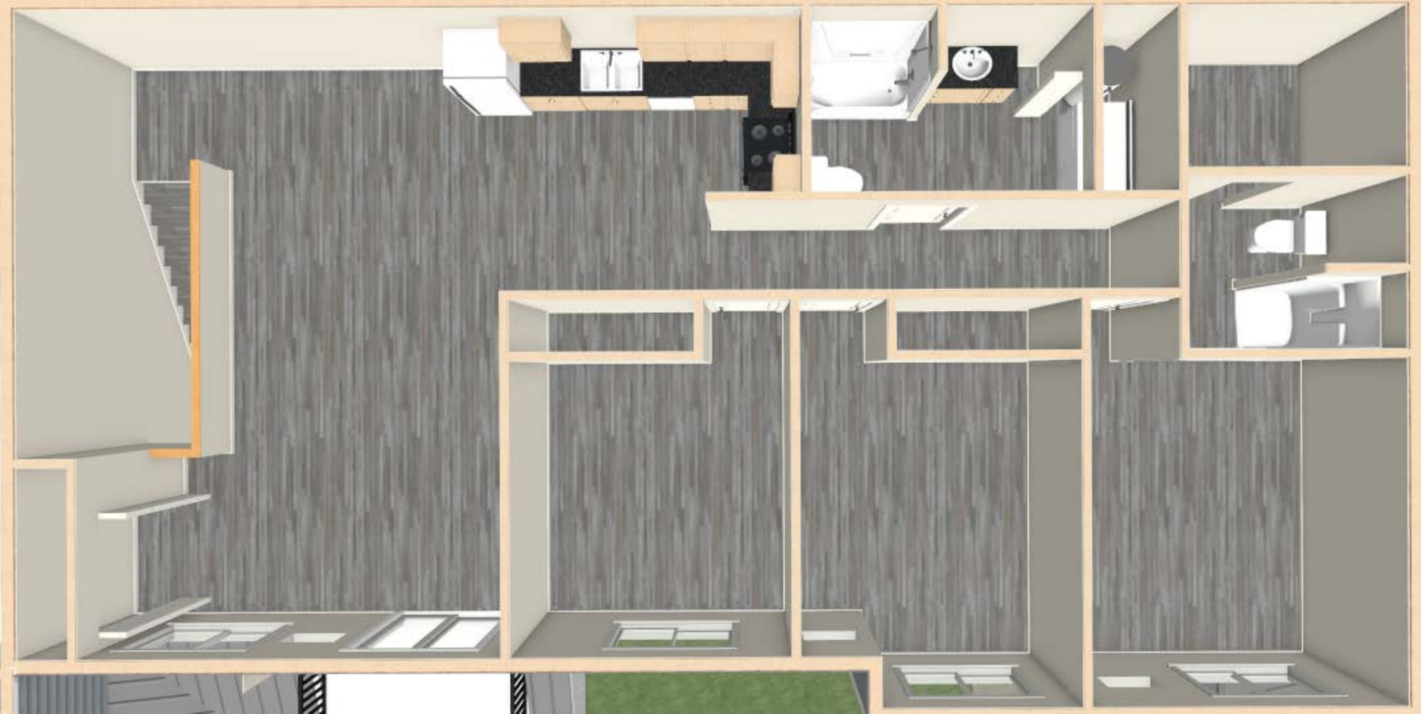 3 Bedroom • Upper floor plan at Carver Flats