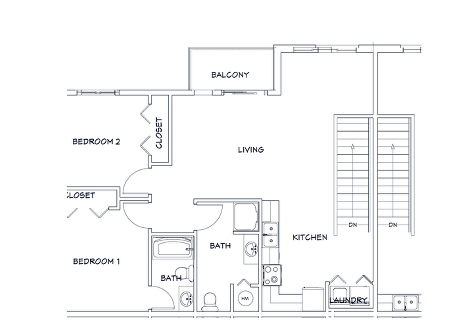 2 Bedroom • Upper floor plan at Creek Ridge