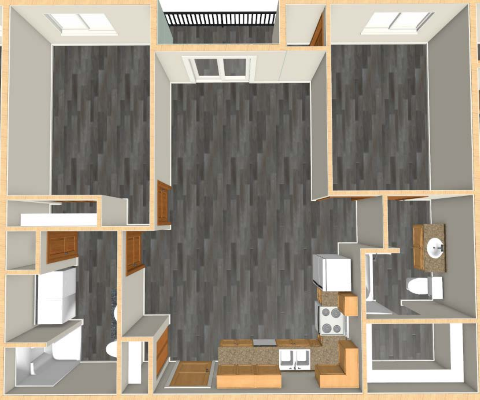 2 Bedroom • Middle floor plan at Huntington Park