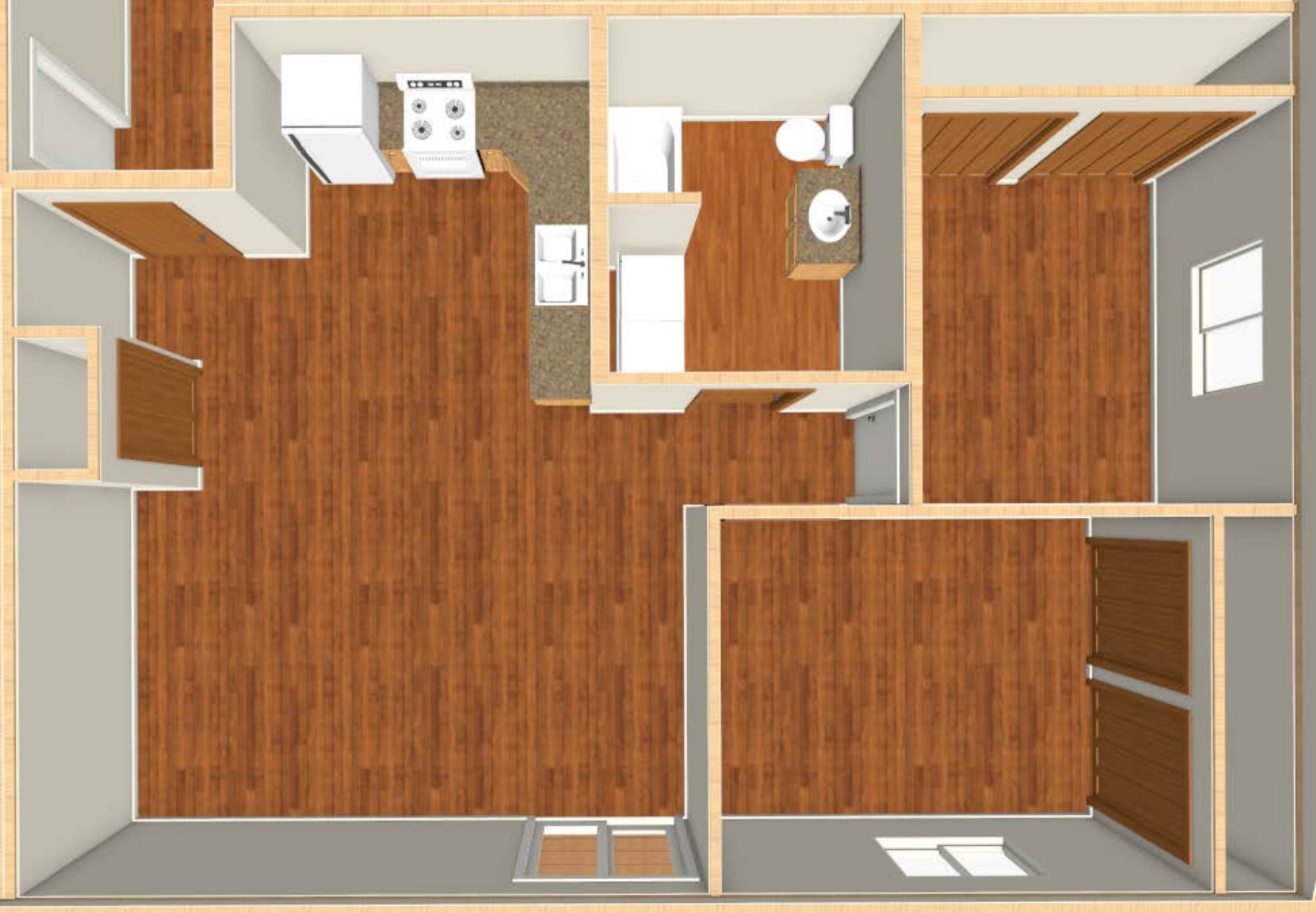 2 Bedroom • 1 Bath floor plan at Oakbridge
