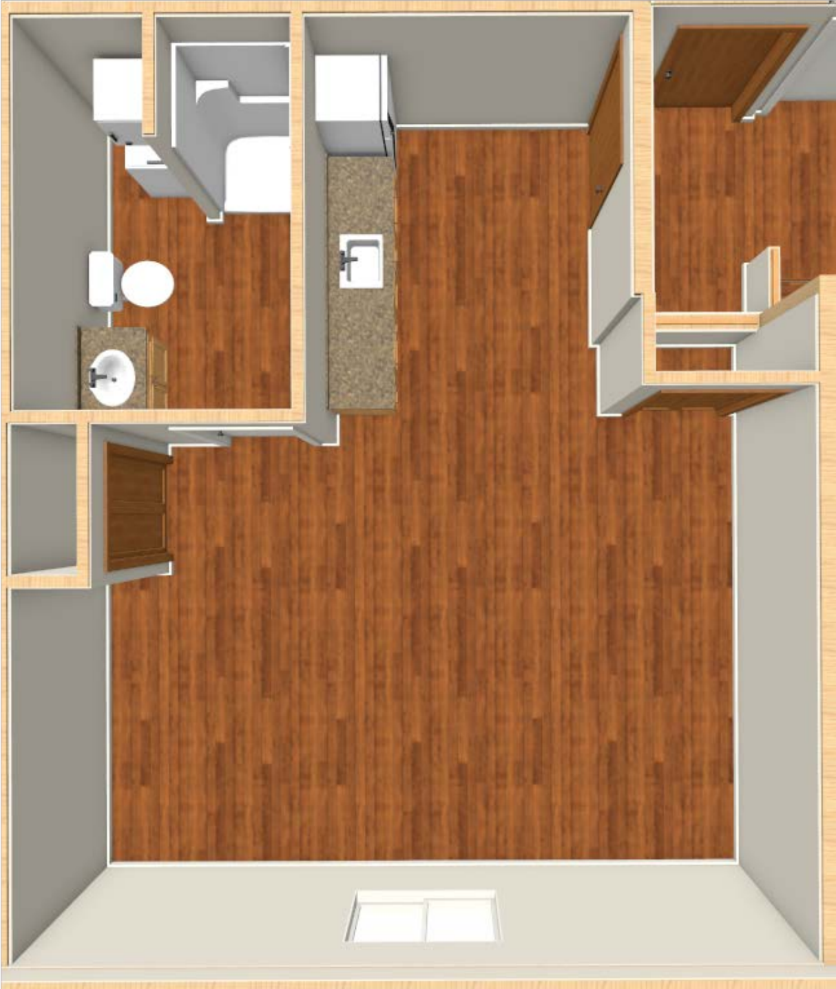 Large Studio floor plan at Oakbridge