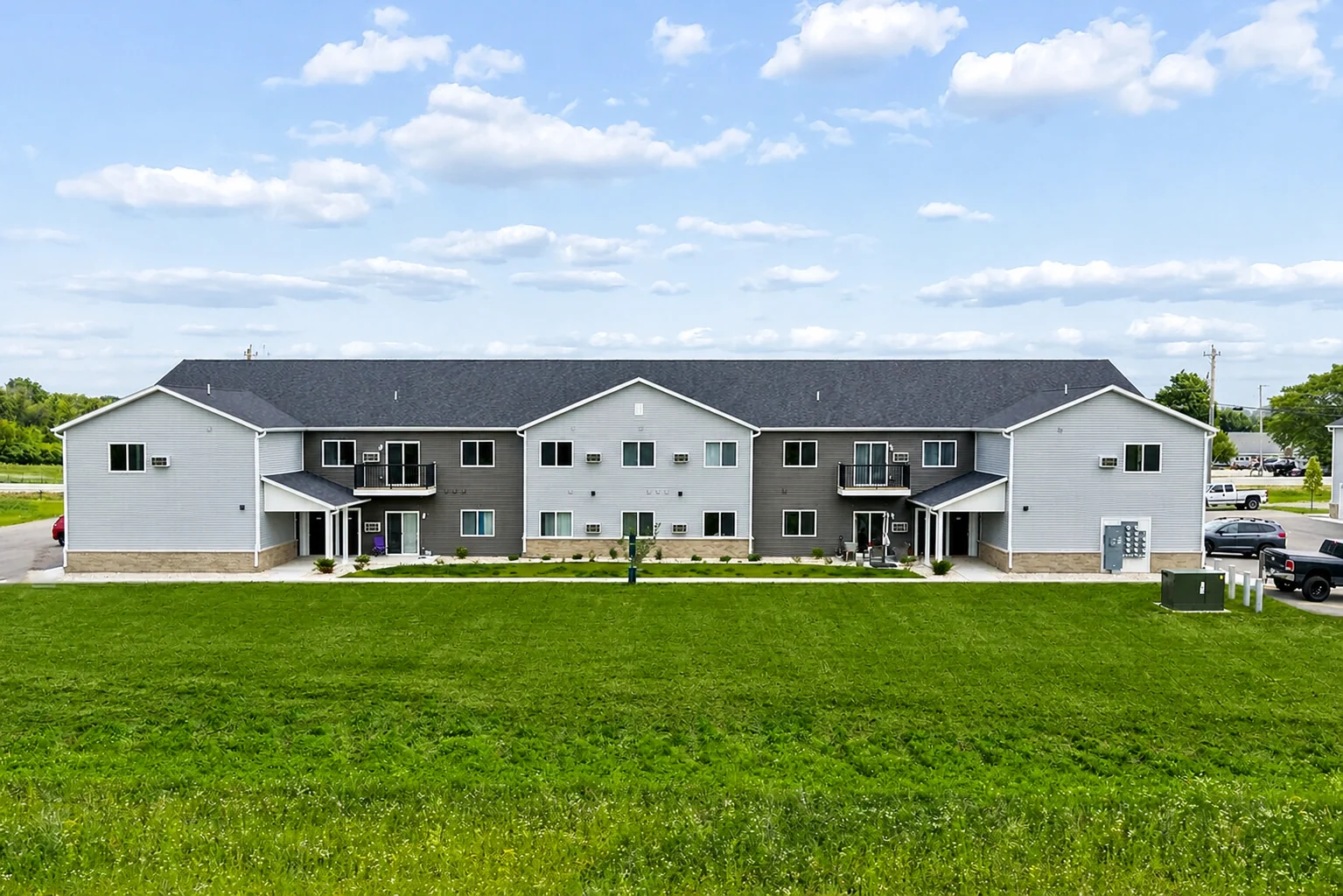 Completed Twin Village Estates apartment building in Campbellsport, Wisconsin — view 1