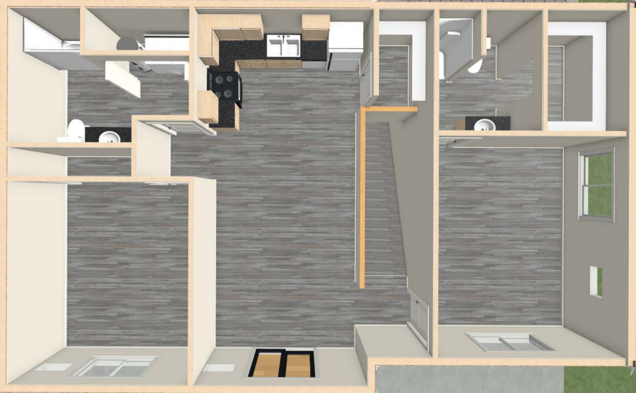 2 Bedroom • Upper over garage floor plan at Twin Village Estates